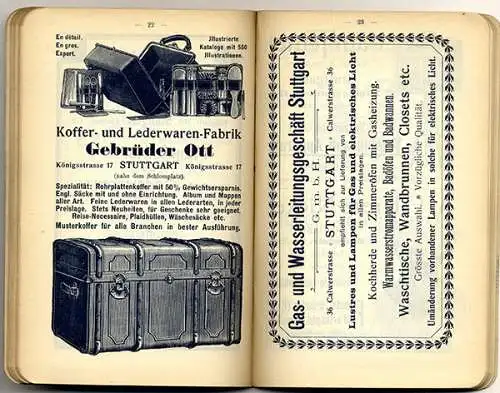 Württemberg Stuttgart Neckar Hotel Marquardt Stadt Führer Stadtplan 1902