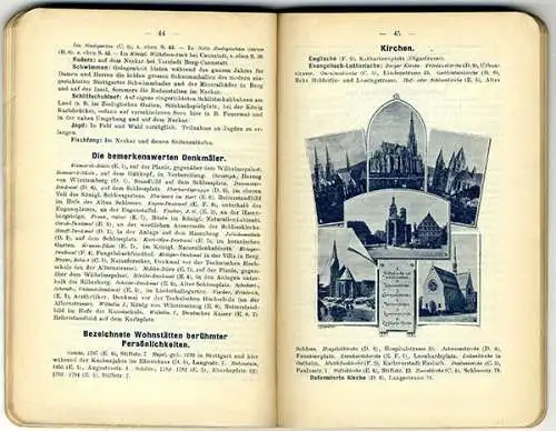 Württemberg Stuttgart Neckar Hotel Marquardt Stadt Führer Stadtplan 1902