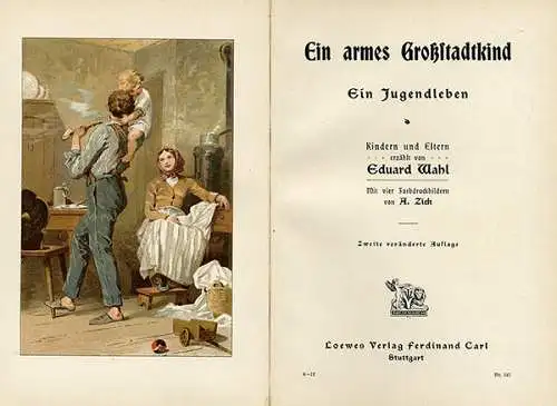 Deutsches Reich altes Kinderbuch Armes Großstadt Kind ein Jugend Roman 1910