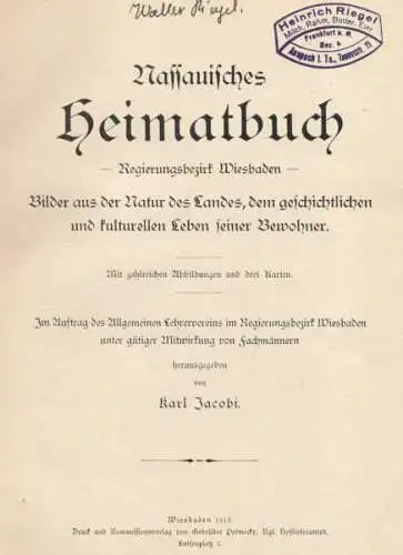 Hessen Hessen Nassau Taunus Wiesbaden Geschichte Jugendstil Buch 1913