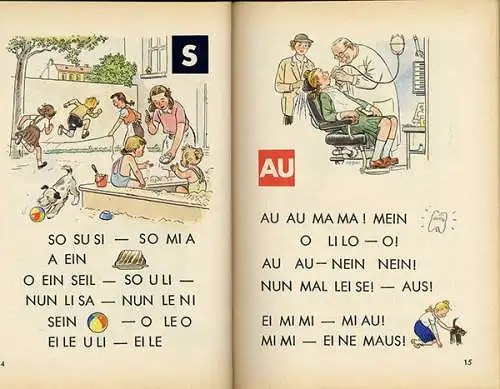 Deutschland Schule Pädagogik alte Fibel ABC Kinder Lesebuch illustriert 1952