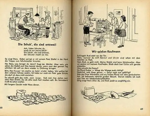 Deutschland Schule Pädagogik alte Fibel ABC Kinder Lesebuch illustriert 1952