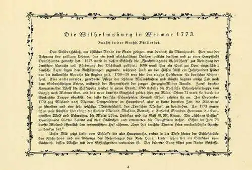 Thüringen Alt Weimar Stadt Geschichte Baukunst Kultur Goethezeit Klassik 1912