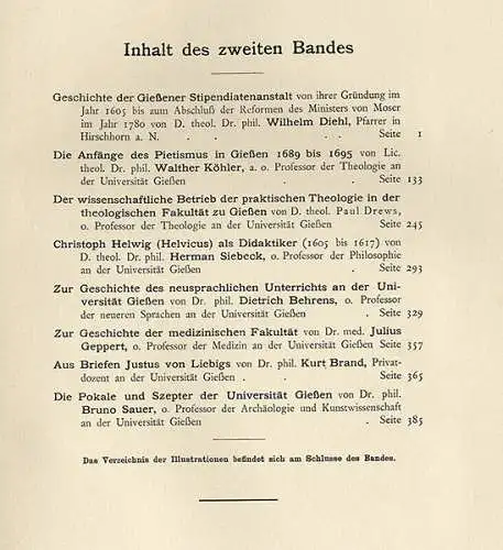 Hessen Studentika Universität Gießen 300 Jahr Feier Festschrift 2 Bände 1907