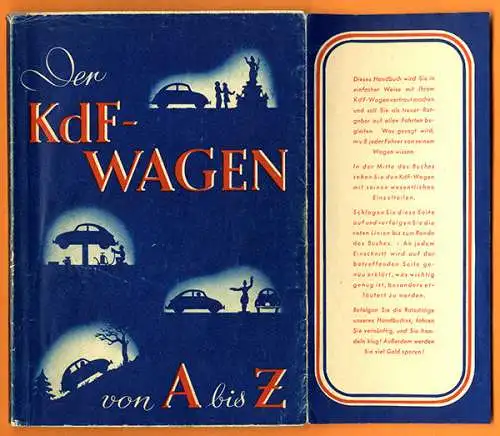 Deutsches Reich KDF Wagen Technik Betrieb Motor Bremsen Licht Handbuch 1938