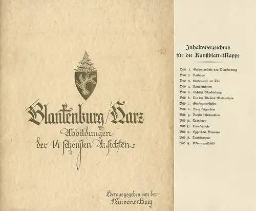 Sachsen Anhalt Harz Blankenburg Zeichnungen Kunst Grafik Bildermappe 1920