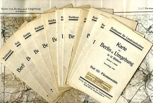 Berlin Umgebung Zossen Werder Bernau Nauen Freienwalde 11 Landkarten 1920