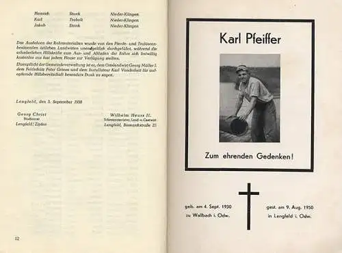 Hessen Groß Umstadt Otzberg Lengfeld Wasserleitung Chronik Festschrift 1950