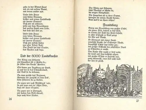 Mittelalter Krieg alte deutsche Landsknecht Geschichten und Lieder Buch 1927