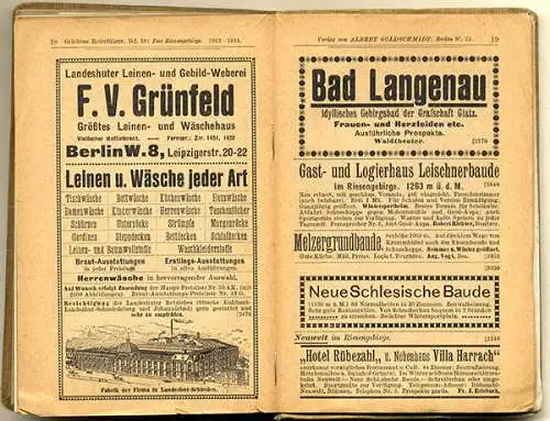 Schlesien Riesengebirge Hirschberg Warmbrunn Rochlitz Reiseführer 1914