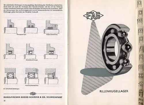 Bayern Schweinfurt FAG Fischer Kugellager Rollenlager Katalog Preisliste 1957