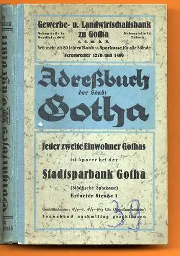 Thüringen Handel Wirtschaft Einwohner Adressbuch Gotha mit Siebleben 1940