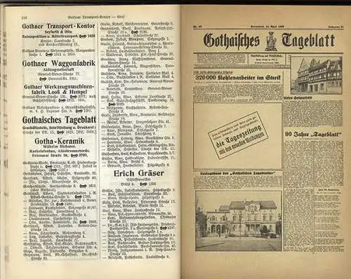 Thüringen Handel Wirtschaft Einwohner Adressbuch Gotha mit Siebleben 1940