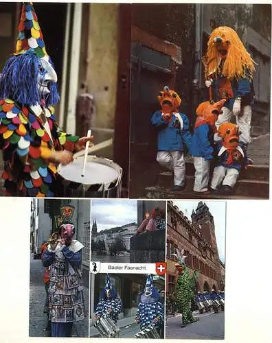 Schweiz Basel Basler Fastnacht Umzug Masken 17 Foto Postkarten