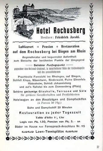 Rhein Bingen Bingerbrück Niederwald alter Reiseführer 1907