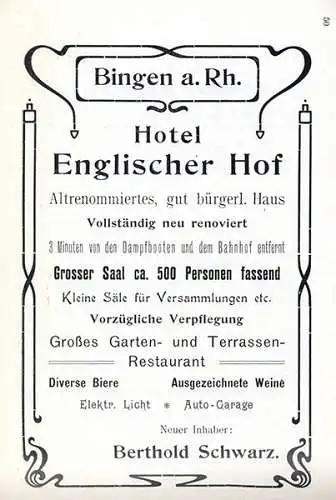 Rhein Bingen Bingerbrück Niederwald alter Reiseführer 1907