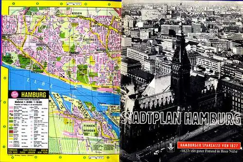 Hamburg Sparkasse Riesen Falk Stadtplan Straßenverzeichnis Sonderkarten 1969