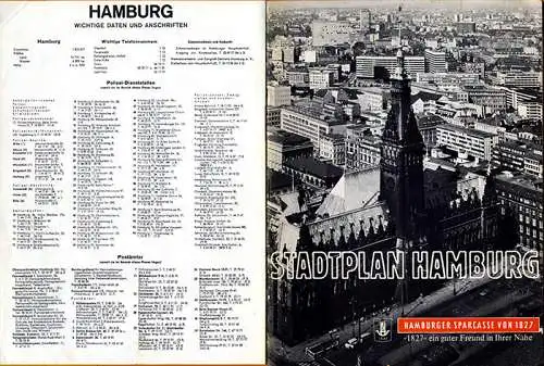 Hamburg Sparkasse Riesen Falk Stadtplan Straßenverzeichnis Sonderkarten 1969