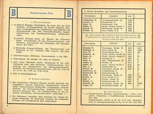 Bayern Franken Erlangen Stadt Geschichte Wirtschaft Behörden Führer 1952