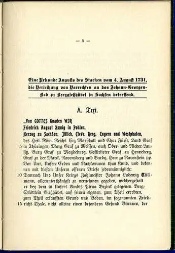 Sachsen August der Starke Urkunde Johann Georgenbad Berggießhübel Faksimile 191