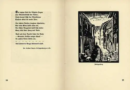 Bergstraße Seeheim Heppenheim Auerbach Bensheim Weinheim Holzschnitt Buch 1928