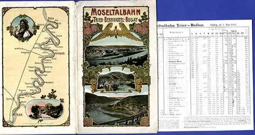 Rhein Pfalz Mosel Eisenbahn Trier Bullay Enkirch Fahrplan Reisebuch 1904