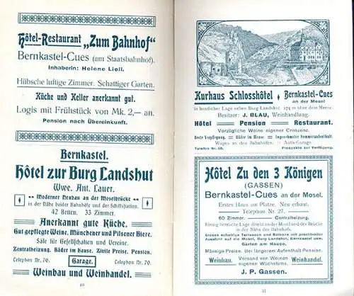 Rhein Pfalz Mosel Eisenbahn Trier Bullay Enkirch Fahrplan Reisebuch 1904