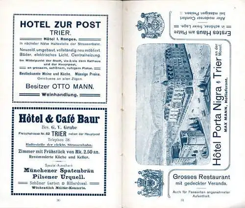 Rhein Pfalz Mosel Eisenbahn Trier Bullay Enkirch Fahrplan Reisebuch 1904