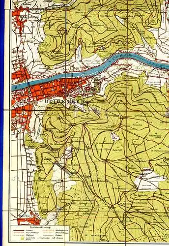 Baden Neckar Heidelberg Rohtbach Ziegelhausen Petersthal Wanderkarte 1910