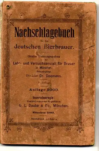 München deutsche Bier Brauer Adress Buch Werbung Reklame Handbuch 1903