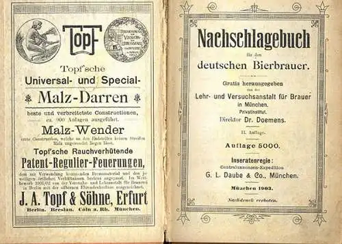 München deutsche Bier Brauer Adress Buch Werbung Reklame Handbuch 1903