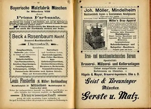 München deutsche Bier Brauer Adress Buch Werbung Reklame Handbuch 1903