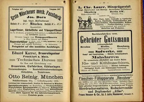 München deutsche Bier Brauer Adress Buch Werbung Reklame Handbuch 1903