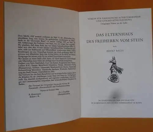 Preußen Nassau Adel Geschichte Freiherr vom Stein Familie Genealogie 1966