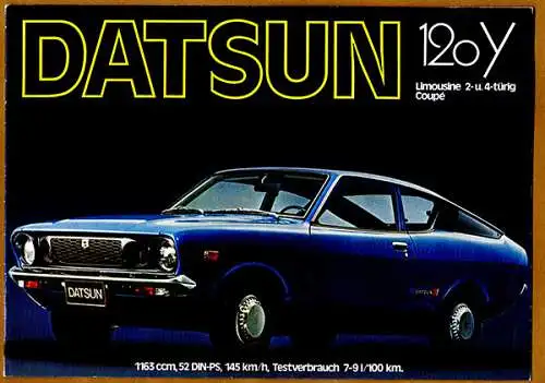 Japan Oldtimer Nissan Datsun 120 Y Technik Ausstattung Modell Prospekt 1978