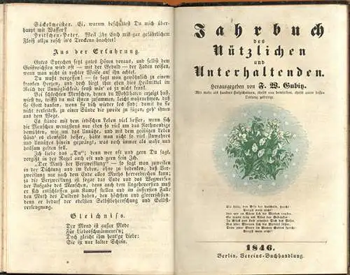 Berlin Illustriertes Jahrbuch des Nützlichen und Unterhaltenden Almanach 1846