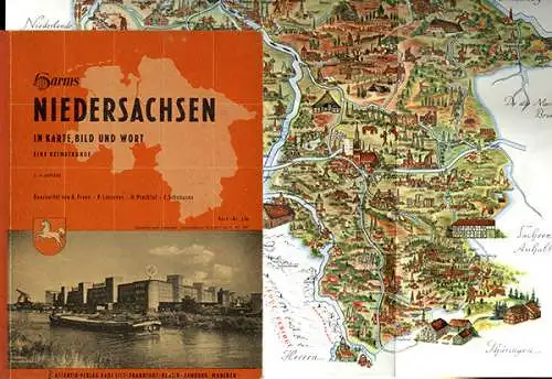 Niedersachsen Harz Weser Ems Nordsee Erdkunde Heimat Atlas Geschichte 1959