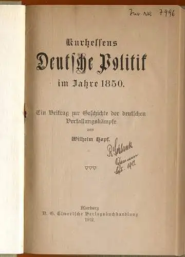 Preußen Kurhessen Deutscher Bund Politik Geschichte Erfurter Union Buch 1912