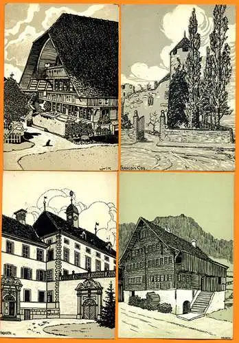 Schweiz Jugendstil Grafik 49 Mono Künstler Karten der Schweizer Bundesbahn 1908