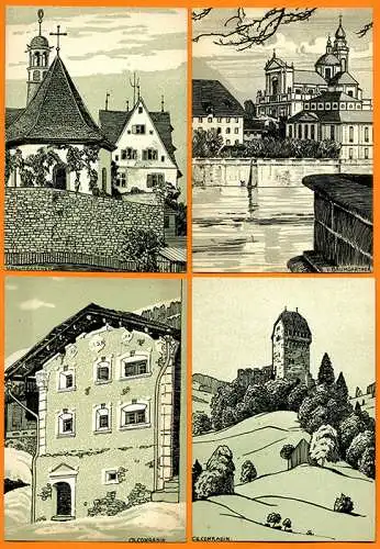 Schweiz Jugendstil Grafik 49 Mono Künstler Karten der Schweizer Bundesbahn 1908