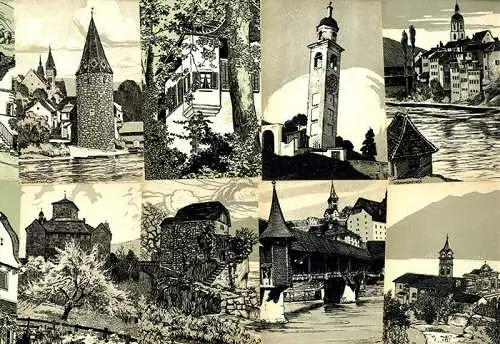 Schweiz Jugendstil Grafik 49 Mono Künstler Karten der Schweizer Bundesbahn 1908