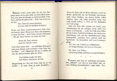 Medizin Arzt und Apotheker Beruf im Volksmund Sprichwort Aphorismen Buch 1924