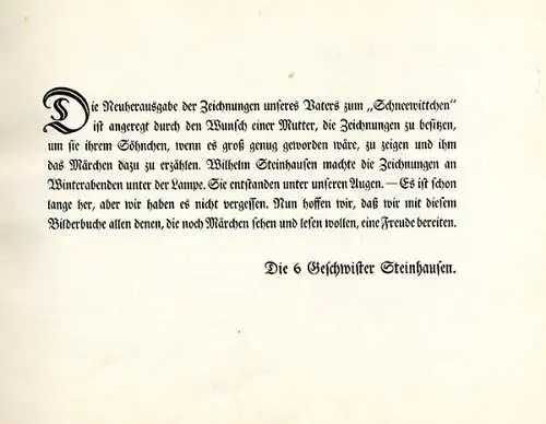 Märchen Bilderbuch Schneewittchen 7 Zwerge illustriert Wilhelm Steinhausen 1929