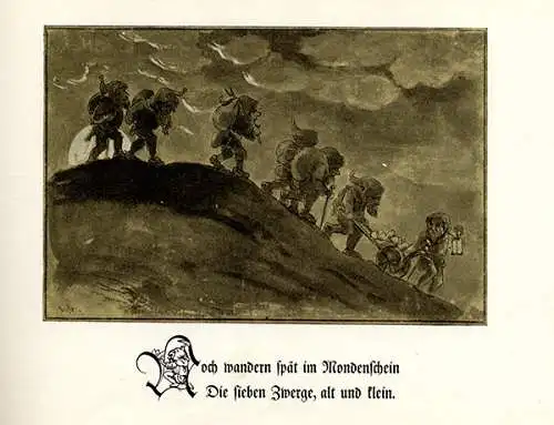 Märchen Bilderbuch Schneewittchen 7 Zwerge illustriert Wilhelm Steinhausen 1929