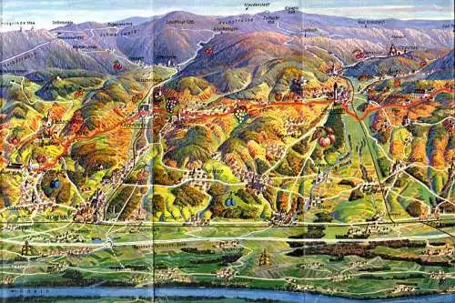 Baden Schwarzwald Sinzheim Offenburg Weinstraße Farb Panorama Falt Prospekt 1954