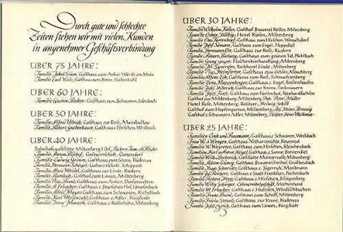 Bayern Main 300 Jahre Löwen Bier Brauerei Miltenberg Festschrift Chronik 1954