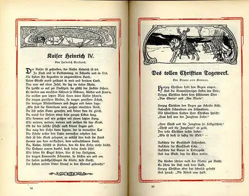 Lieder Balladen Deutsche Volks Dichtung Jugendstil Kunst Grafik Buch 1905