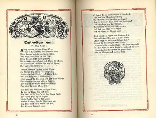 Lieder Balladen Deutsche Volks Dichtung Jugendstil Kunst Grafik Buch 1905