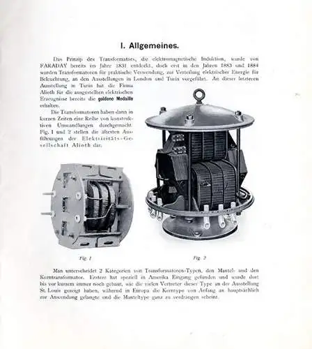 Elektrotechnik Transformatoren Bau Elektrizitäts Gesellschaft Alioth Basel 1908