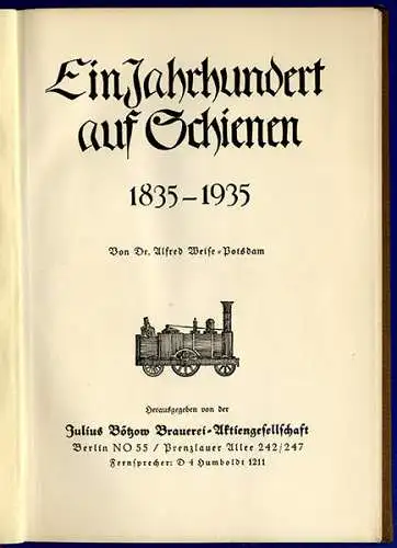 100 Jahre Eisenbahn Brauerei Aktien Gesellschaft Sammelbilder Album 1935